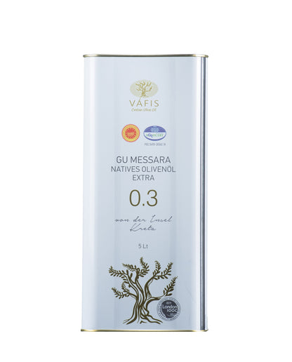 Vafis P.D.O MESSARA 0.3% Extra Virgin Olive Oil | 5 lt |Tin